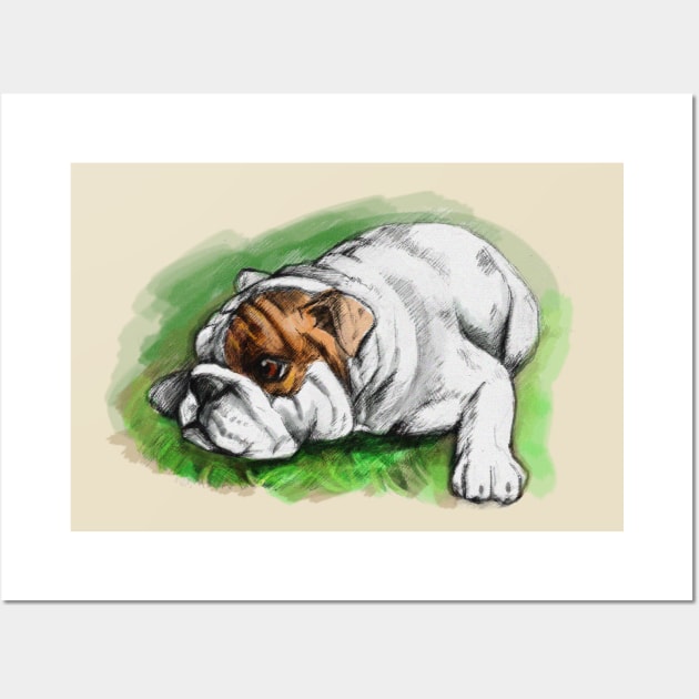 Bulldog Drawing Wall Art by PenguinCornerStore